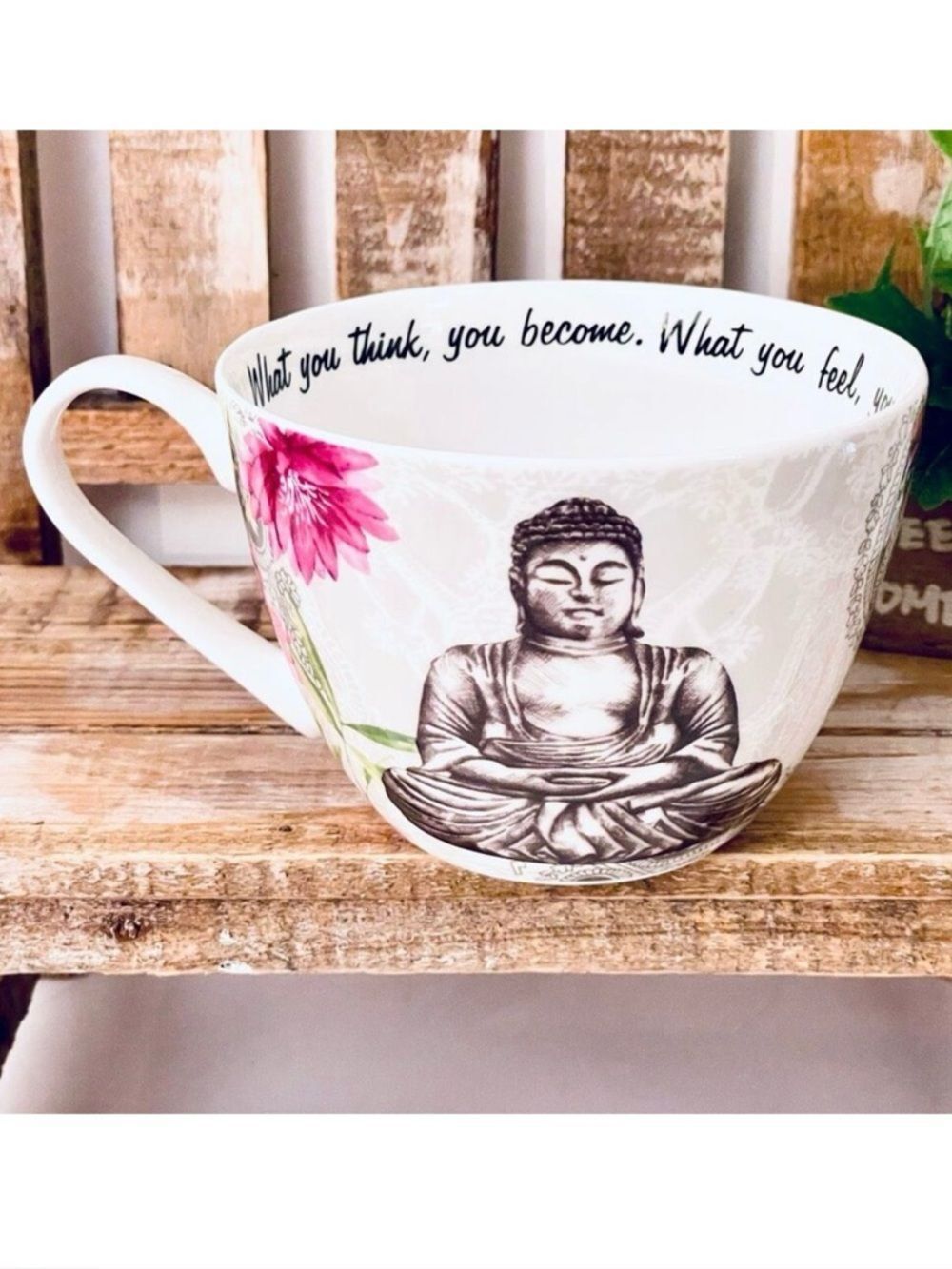 NWT Gorgeous PORTOBELLO Buddha Bone China Inspirational Mug Designed in England